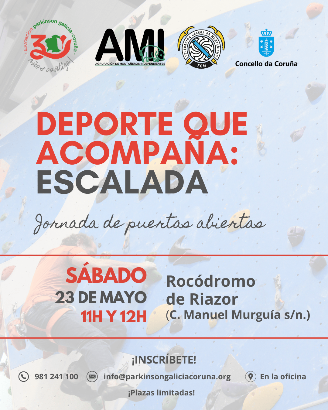 Deporte que acompaña: Jornadas de puertas abiertas de escalada y párkinson