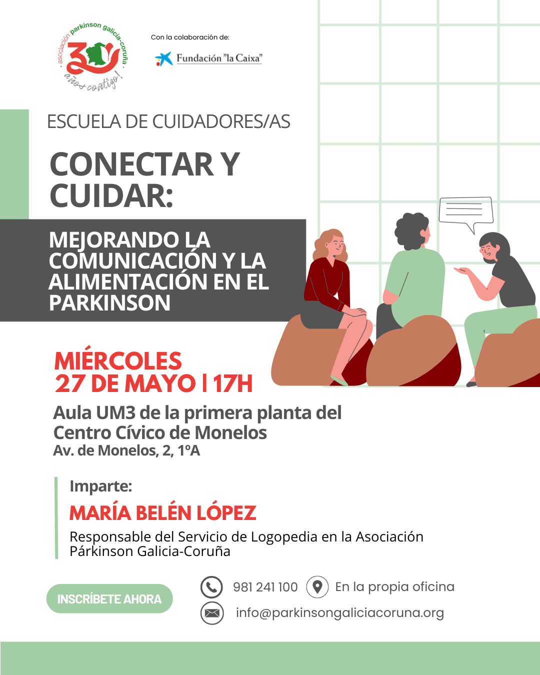 Escuela de cuidadores |  “Conectar y cuidar: mejorando la comunicación y la alimentación en el Parkinson”